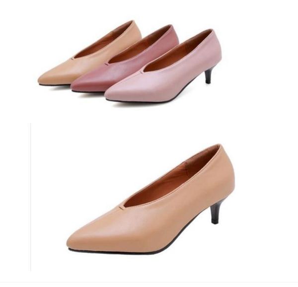 

women's shoes in spring and autumn middle fine heel pointed end @2536, Black