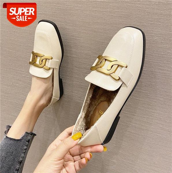 

plush shoes, flat-bottomed flat-heeled single square-toed mink fur plus velvet, pedal peas shoes 659-28 #ka9e, Black