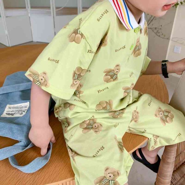 

summer arrival girls fashion bear suit shrots kids clothing 210528, White