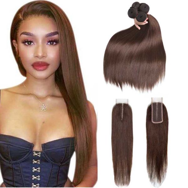 

human hair bulks sapphire brazilian straight weave 3 bundles with 2*4 closure 2# 4# color remy 8-28 inch, Black