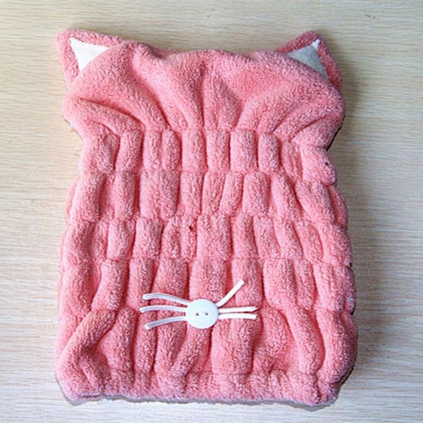 

towel cat ears coral flush dry hair cap parent child shower general