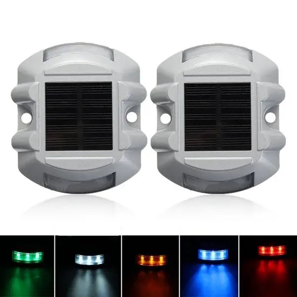 

2pcs solar led pathway driveway lights dock path step road safety lamps - green