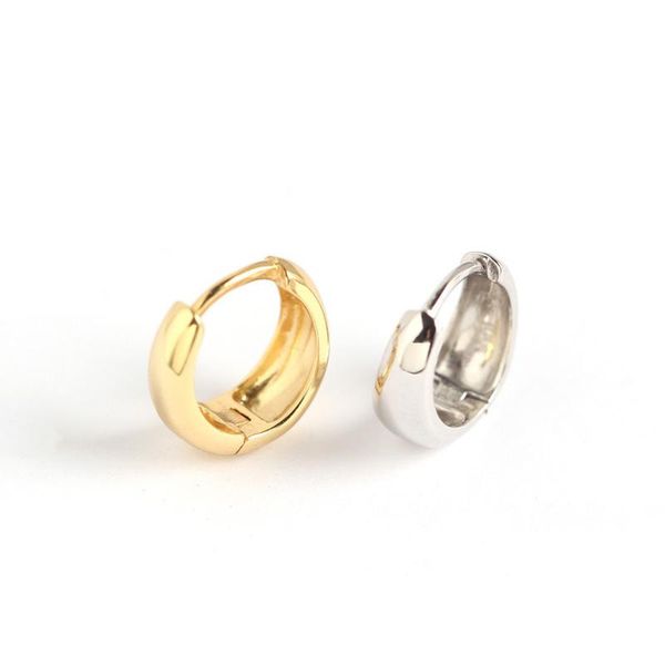 

hoop & huggie 1pair fashion piercing 925 sterling silver earrings for women 2021 trend jewelry width surface round, Golden;silver