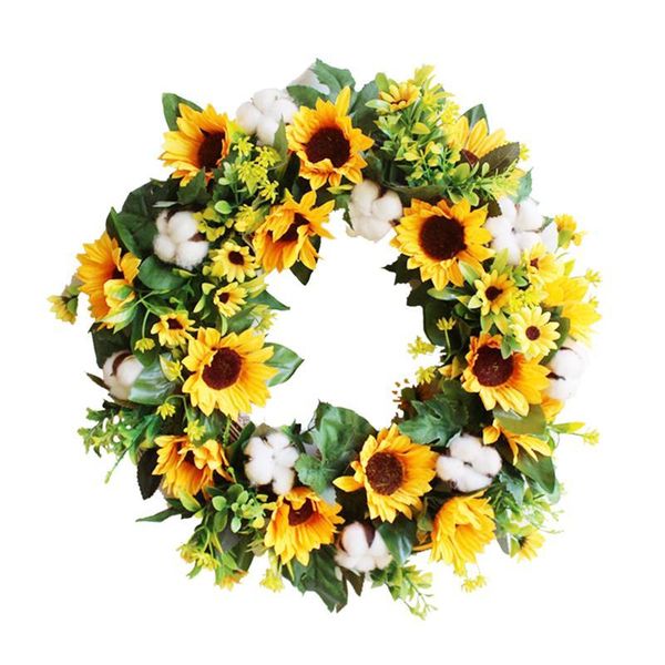 

decorative flowers & wreaths silk wearth sunflower artificial door summer wedding garland for decoration home party decor
