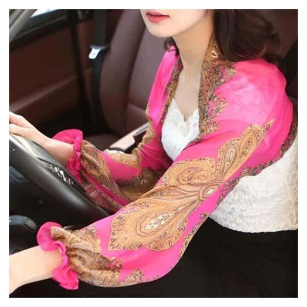 

scarves uv-proof sleeve shawl breathable sunproof printed women for oudtoor riding driving sec88, Blue;gray