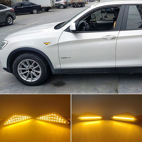 2PCS Rauch Dynamische Fließende LED Seite Marker Signal Licht Für BMW X5 E70 X6 E71 E72 X3 F25 Sequentielle blinker Lampe