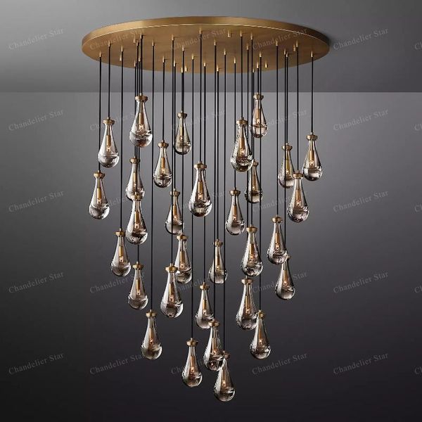 

chandeliers industrial rain linear led lighting american style glass metal pendant hanging lamps bedroom living room lights