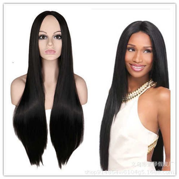

women's medium black long straight wig is a seller