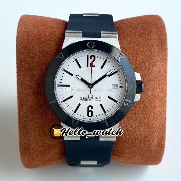 Nuovo Diagono AL38TAVD 103382 quadrante bianco ETA A2824 orologio automatico da uomo con bastoncini bicolore nero lunetta TRICOLORE cinturino in caucciù orologi BGHW Hello_watch