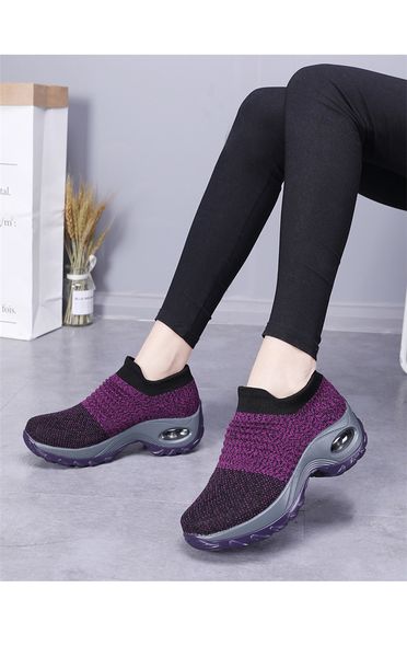 2022 große Damenschuhe Luftkissen Fliegen Stricken Turnschuhe Over-Toe Shos Mode Lässig Socken Schuh WM2223
