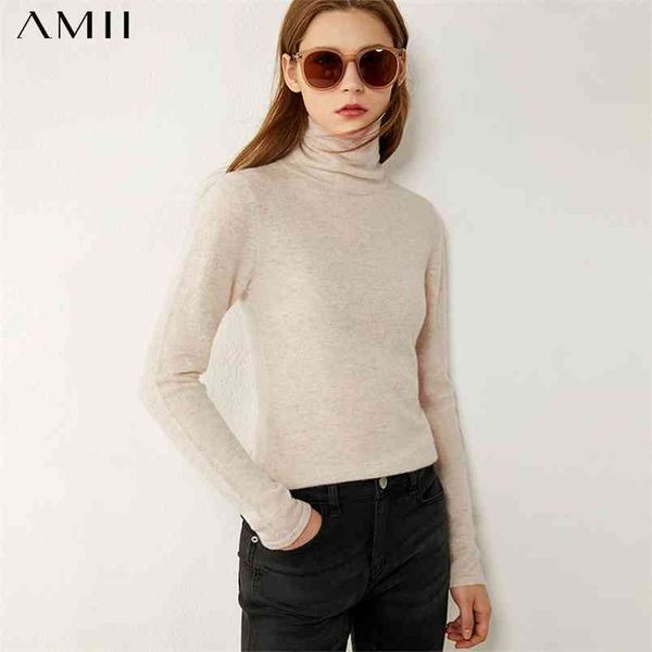 

minimalism autumn winter fashion women's sweater causal solid cashmere turtleneck sweater pullover 1346 210527, White