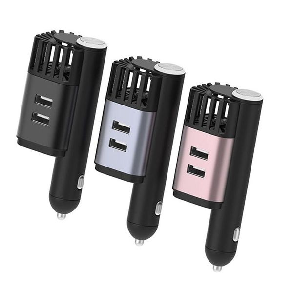 

car air freshener 2 in 1 purifier dual usb 24w fast charger adapter negative ion oxygen bar filter 12/24v