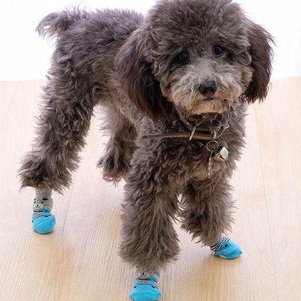 

dog apparel 4pcs/set safety puppy socks anti slip sock soft pet knits lovely cute supplies winter indoor wear