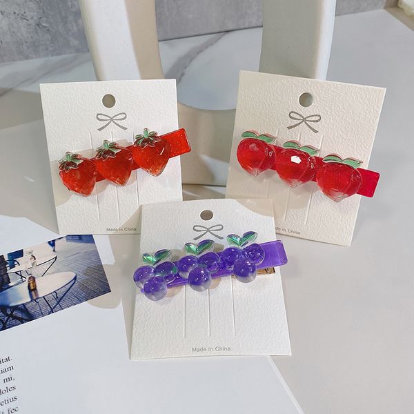 

barrettes hairpin japan and south korea crystal grape strawberry sweet lovely honey peach girl heart bangs clip ins net red edge, Golden;silver