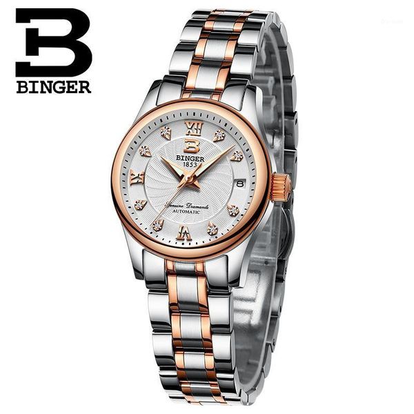 

fashion elegant lady business statement watches self-wind automatic women full steel bracelet watch calendar crystals wristwatch wristwatche, Slivery;brown