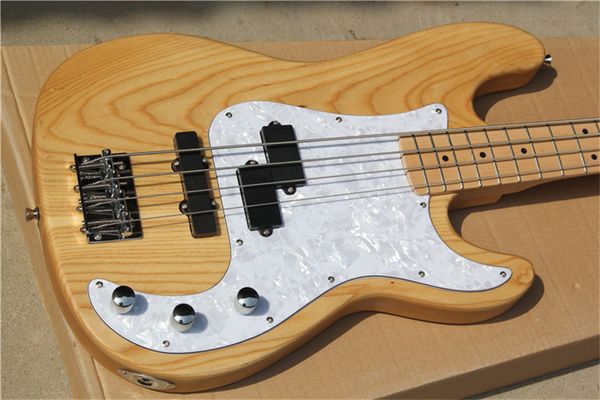 

4 strings prec bass guitar ash wood body maple neck chrome buttons white piackguard