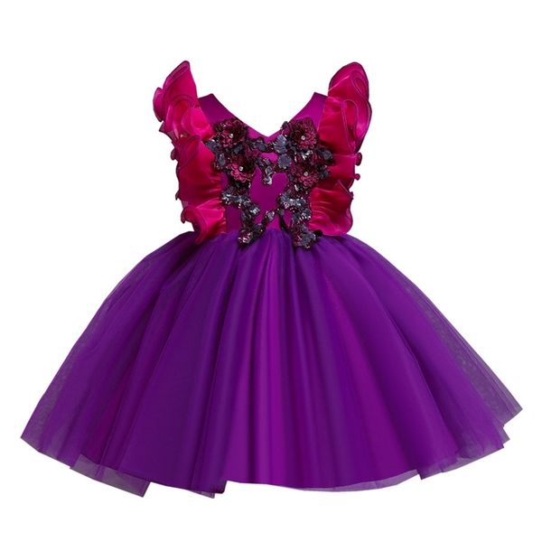 

selling girls' v-neck flower princess organza sleeve children's baby dress, White;black