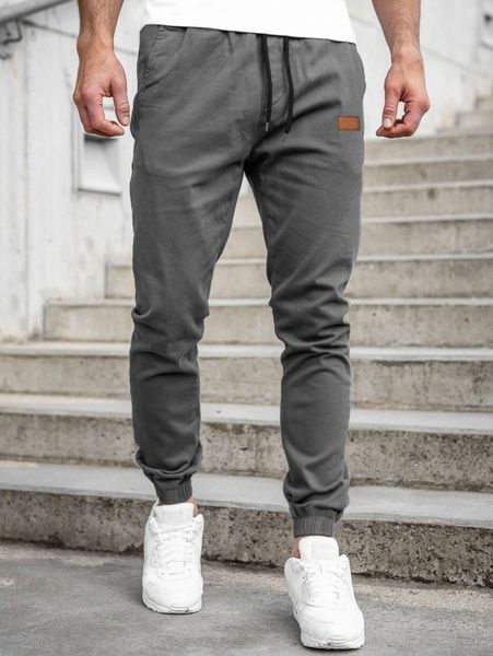 

men patched drawstring pants r2km#, Black