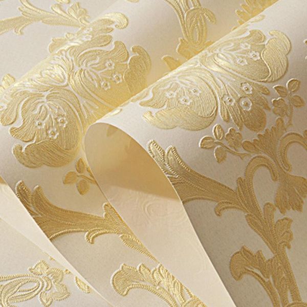 

wallpapers 3d non-woven wallpaper background wall embossing paper damask self-adhesive luxury floral printed european