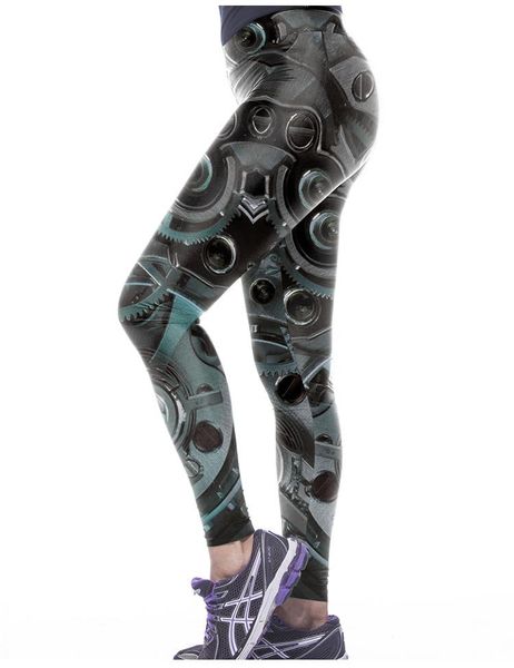 

yoga outfits high waist print pants steampunk style fitness workout running leggings gym elastic slim colorvalue sports, White;red