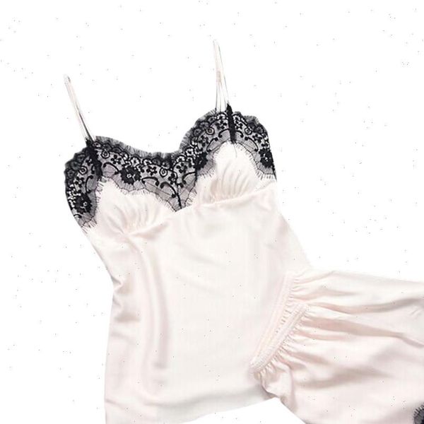

pajamas sleeveless strap nightwear lace women sleepwear trim satin cami pajama sets nighty 8, Black;red