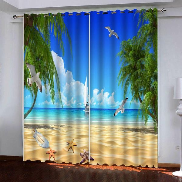 

curtain & drapes custom po curtains 3d hd seaside scenery living room bedroom stereoscopic modern window decor