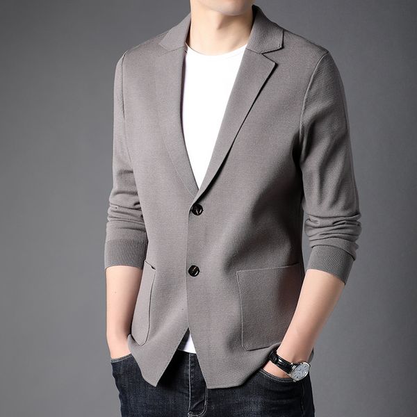 

sweater knit suit collar men's ted cardigan 2021 autumn korean slim fit small trend casual coat, White;black