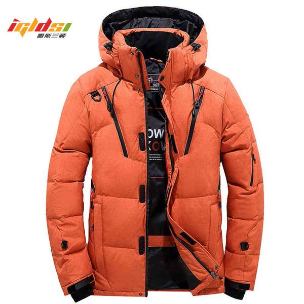 

men's winter white duck down jacket thicken snow parka overcoat men windbreaker tace & shark outwear coat size m-4xl, Black