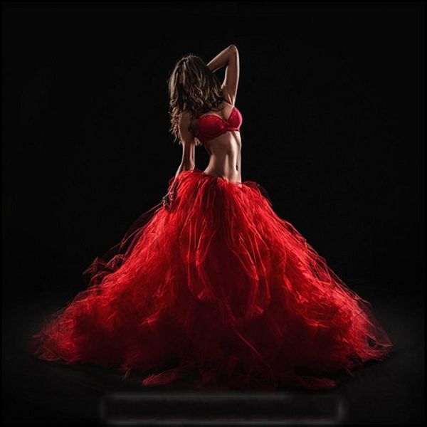 

skirts elegant red tutu skirt elastic waistline a line floor length full maxi customized supper puffy pleated long tulle, Black