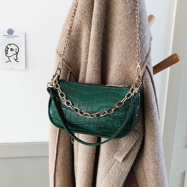 

evening bags m68c crocodile pattern women underarm bag pu leather ladies small shoulder female tote zipper purse handbags