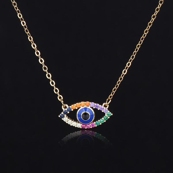 

pendant necklaces 2021 rainbow collection minimalist rhinestone cz eye for women statement necklace party fashion jewelry, Silver