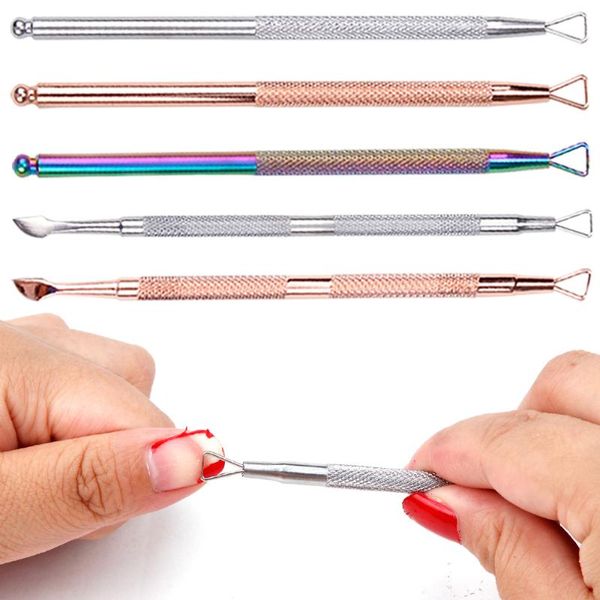 

nail art kits 1/2/3pcs uv gel polish remover culticle pusher stainless steel stick rod semi permanent manicure tool