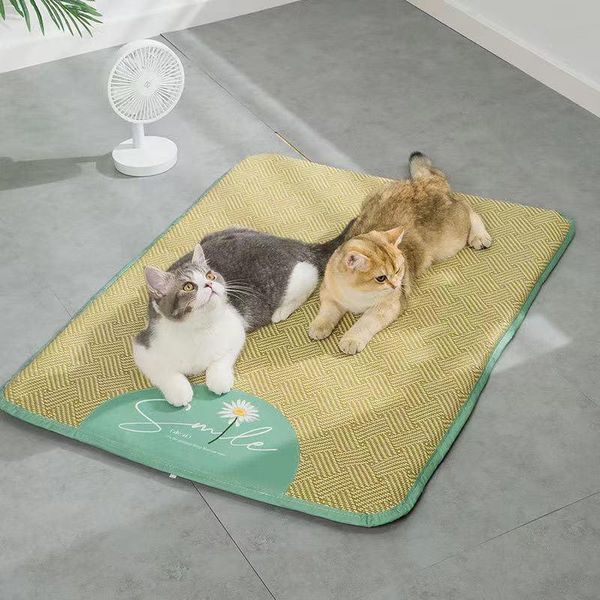 

the pet cat mat summer cooling dog sleeping heat dissipation rattan cool kennels & pens