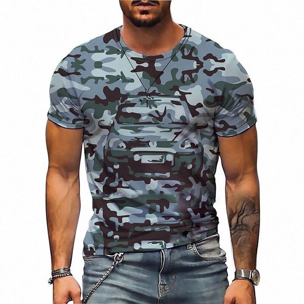 

men's t shirt 3d print graphic camouflage car crew neck daily sports print short sleeve casual classic designer big and tall green gra, White;black