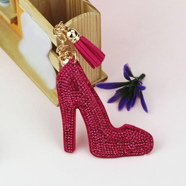 

keychains unique crystal high heels keychain women full rhinestone tassel door key phone flannel fashion korean gift girl accessories, Silver