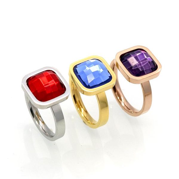 

cluster rings sale european stainless steel ring female compatible with pan simple temperament wild anti-allergic woman christmas gift, Golden;silver