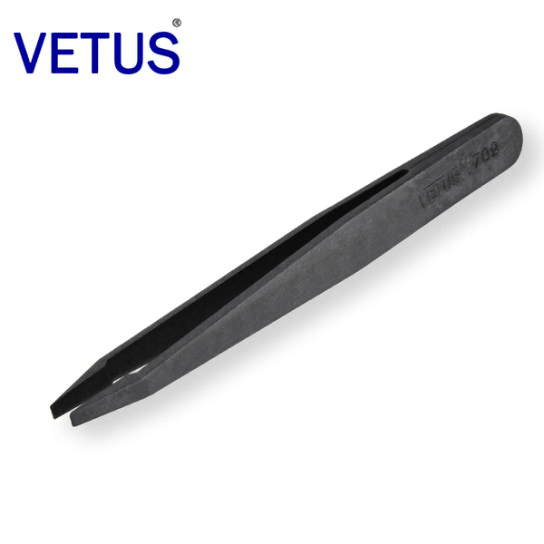 

eyebrow tools & stencils vetus original 709 anti-static black carbon fiber plastic tweezers acid and alkali resistance pincers for dust-free