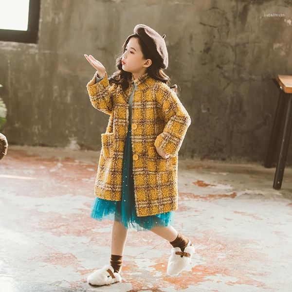

girls fashion patches spliced woolen jacket children's clothing wool coat 2021 fall & winter baby kids thickening outerwear x981, Blue;gray