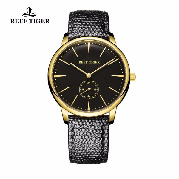 

wristwatches reef tiger/rt couple watches classic brand quartz vintage watch for men ultra thin design yellow gold rga820, Slivery;brown
