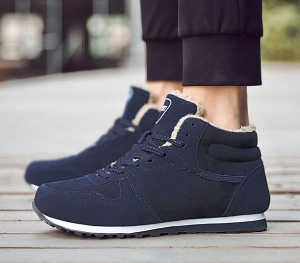 

boots men's winter old shoes snow 35-47 warm ankle botas plush men, Black