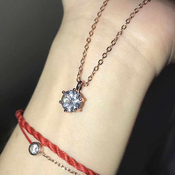 

classic women pendant clavicle chain six claw imitation zircon female necklace for women jewelry necklaces, Silver