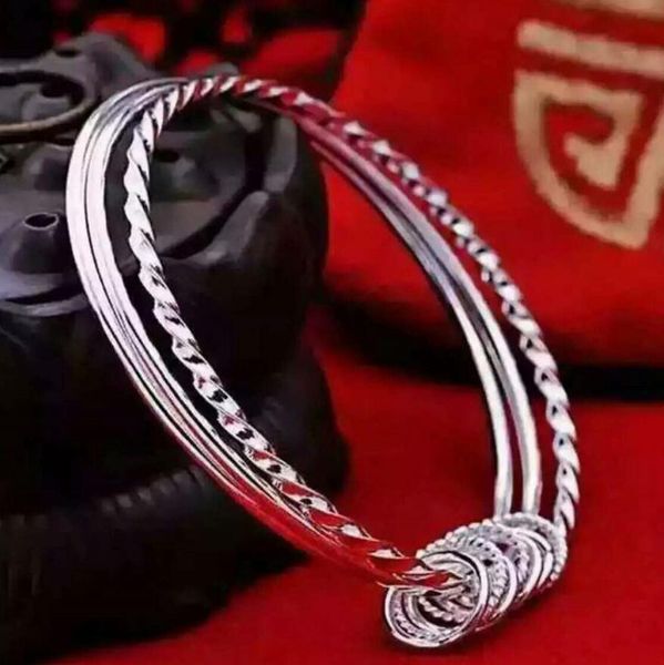 

jewelry silver plated bracelets twist shape three times circels glaze bracelets for women fashion, Black