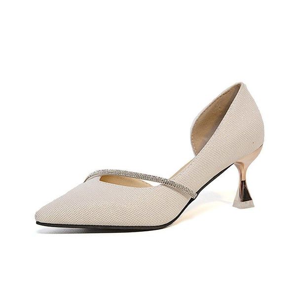 

dress shoes mature women's high heels fashion simple rhinestone decoration elegant all-match professional 2021, Black