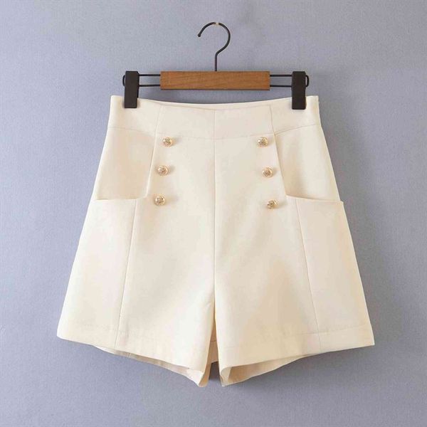 

autumn fashion all match slim women shorts and loose buttons solid color high waist, White;black