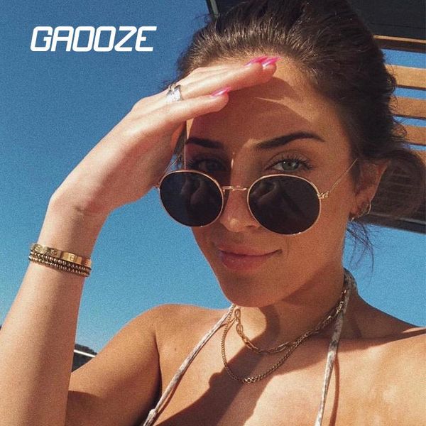 

sunglasses gaooze round glasses men's for women 2021 stylish design sun outdoor zonnebril dames uv400 yj012, White;black