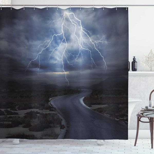 

shower curtains nature curtain thunderstorm over road vibrant strong beam before the sky blows weather waterproof bathroom decor