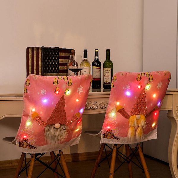 

chair covers led santa hat christmas decor dinner xmas cap sets table back for home decorations