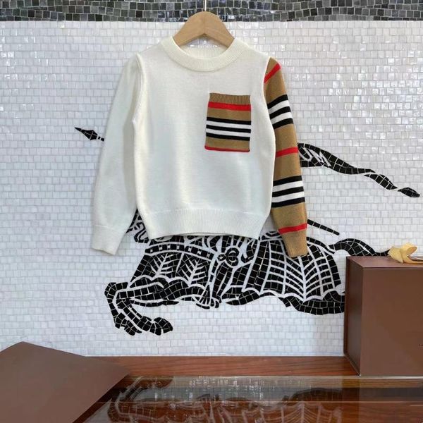 

pullover brand designer clothes kids long sleeve autumn casual wear boys striped knitted sweater girls spring children's clothing, Blue