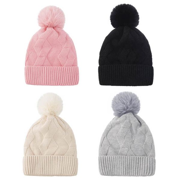 

kids hats girls caps autumn winter mother and daughter hat wool warm knitted cap children beanie accessories 6-18y b8711, Yellow