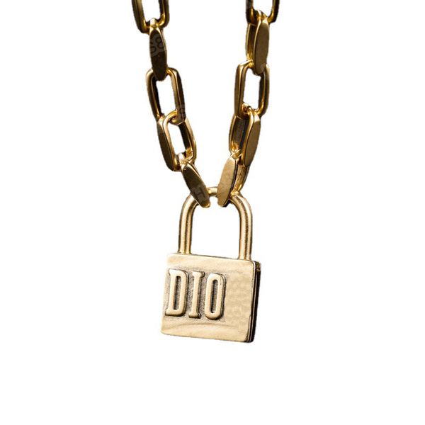 

necklaces d family's letter neck chain female net high version lock pendant, Silver